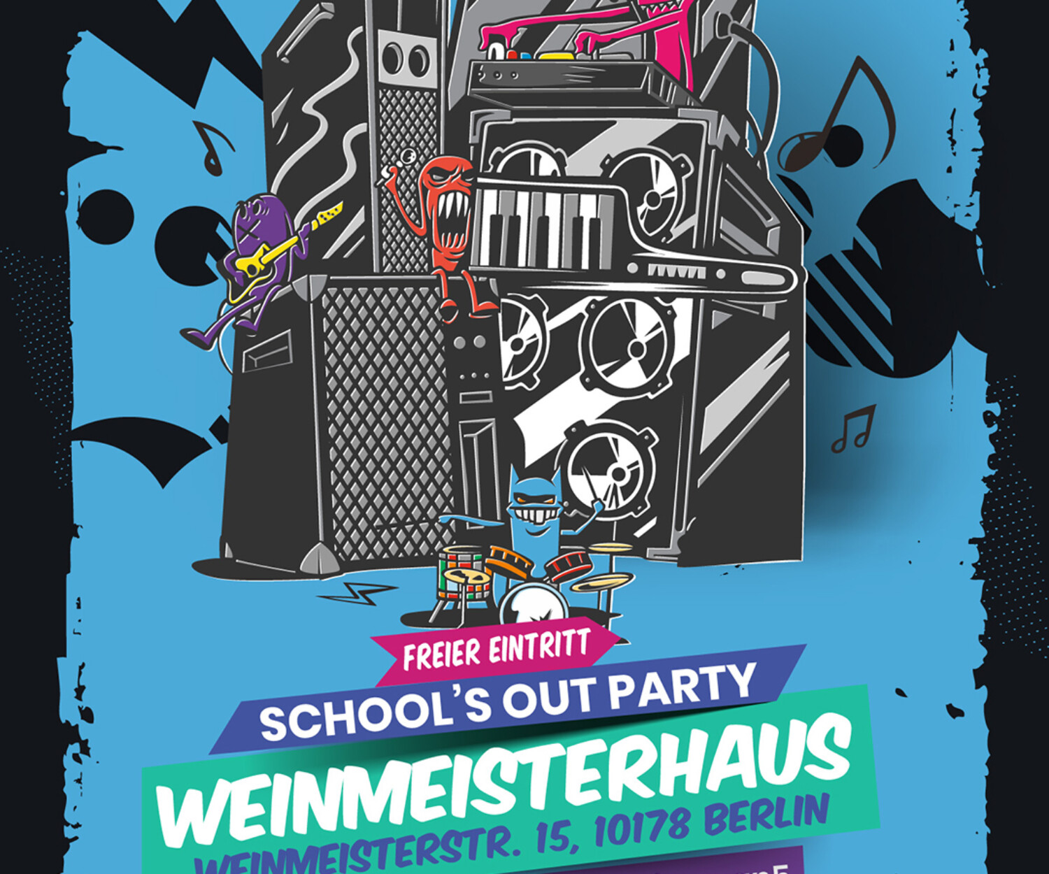 School's out plakat. Infos wie im Text